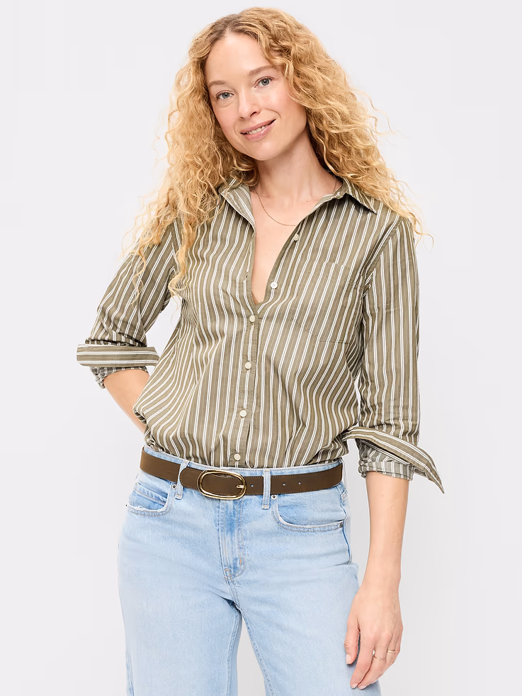 Old Navy Classic Button-Down Shirt in Neutral Stripe